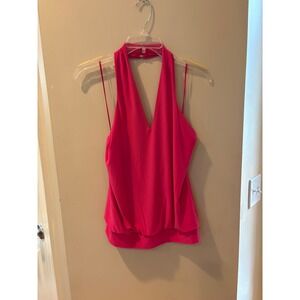 New Express Halter Top Hot Pink Sleeveless Blouse Party Cocktail Size S